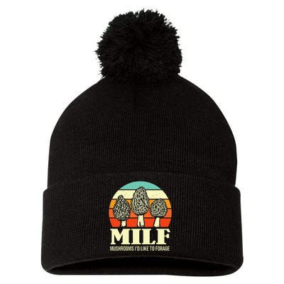 Milf Mushrooms ID Like To Forage Funny Mushroom Lover Gift Pom Pom 12in Knit Beanie