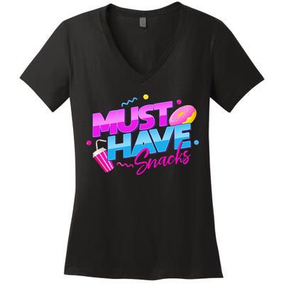 Morejstu Merch Jstu Must Have Snacks Women's V-Neck T-Shirt