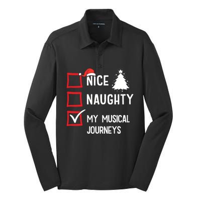 My Musical Journeys Nice Naughty Christmas Musician Artist Gift Silk Touch Performance Long Sleeve Polo