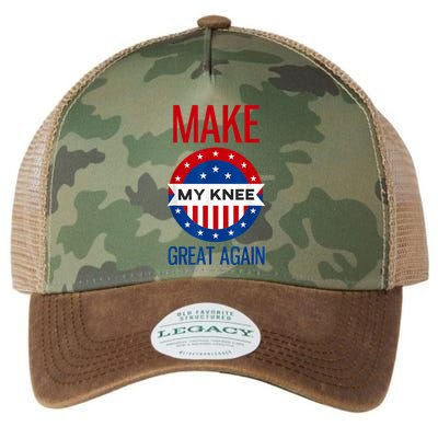 Make My Knee Great Again Funny Surgery Injury Recovery Legacy Tie Dye Trucker Hat