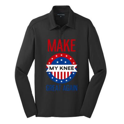 Make My Knee Great Again Funny Surgery Injury Recovery Silk Touch Performance Long Sleeve Polo