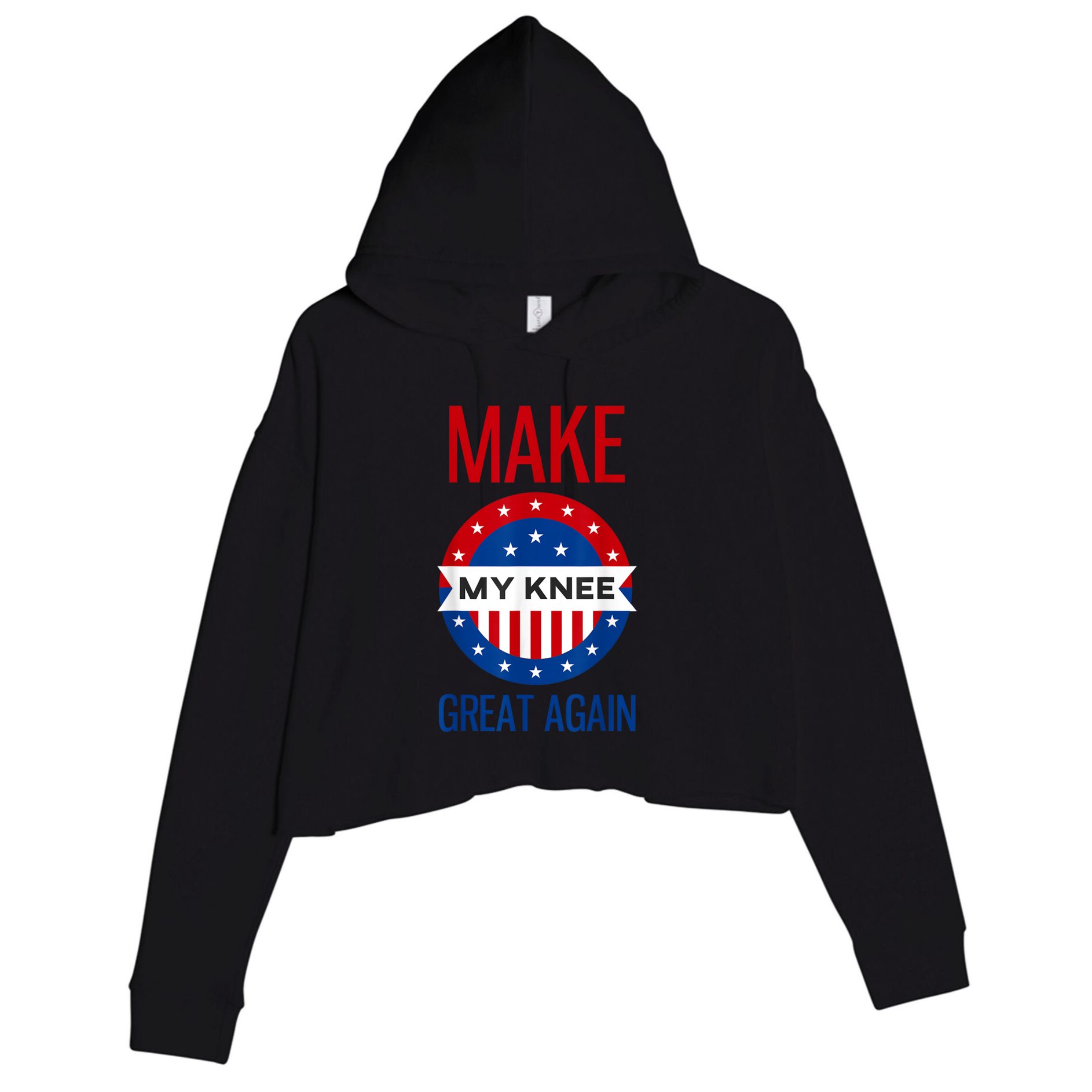 Make My Knee Great Again Funny Surgery Injury Recovery Crop Fleece Hoodie