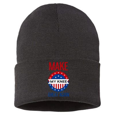 Make My Knee Great Again Funny Surgery Injury Recovery Sustainable Knit Beanie