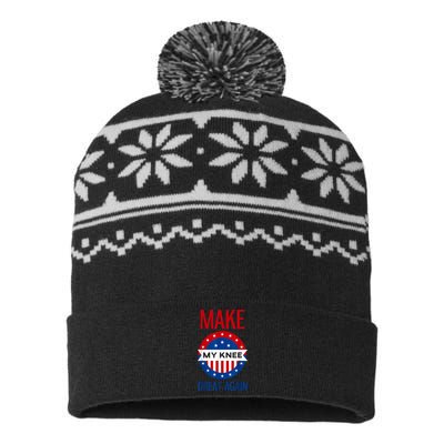 Make My Knee Great Again Funny Surgery Injury Recovery USA-Made Snowflake Beanie