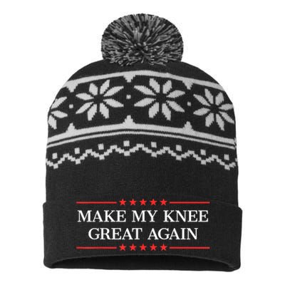 Make My Knee Great Again Funny Surgery Injury Recovery USA-Made Snowflake Beanie