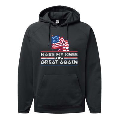 Make My Knee Great Again Funny Surgery Injury Recovery Performance Fleece Hoodie