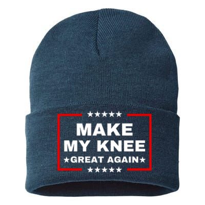 Make My Knee Great Again Funny Trump Injury Recovery Gift Sustainable Knit Beanie