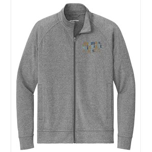 Mamas Midnight Kiss Retro Blue And Gold Stretch Full-Zip Cadet Jacket