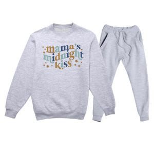 Mamas Midnight Kiss Retro Blue And Gold Premium Crewneck Sweatsuit Set