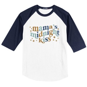 Mamas Midnight Kiss Retro Blue And Gold Baseball Sleeve Shirt