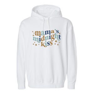 Mamas Midnight Kiss Retro Blue And Gold Garment-Dyed Fleece Hoodie