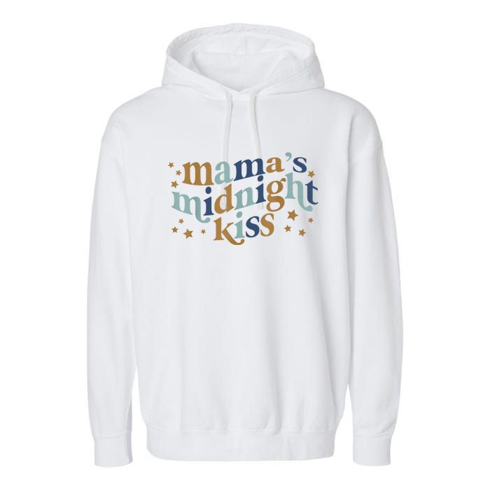 Mamas Midnight Kiss Retro Blue And Gold Garment-Dyed Fleece Hoodie