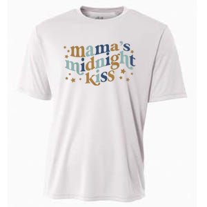 Mamas Midnight Kiss Retro Blue And Gold Cooling Performance Crew T-Shirt