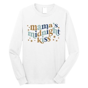 Mamas Midnight Kiss Retro Blue And Gold Long Sleeve Shirt