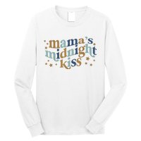 Mamas Midnight Kiss Retro Blue And Gold Long Sleeve Shirt