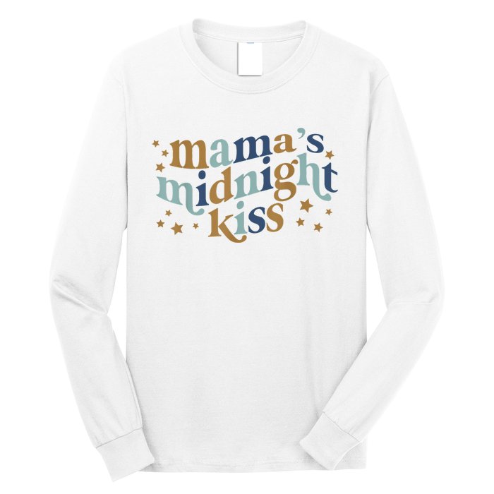 Mamas Midnight Kiss Retro Blue And Gold Long Sleeve Shirt