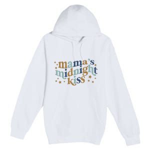 Mamas Midnight Kiss Retro Blue And Gold Premium Pullover Hoodie