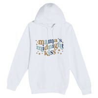 Mamas Midnight Kiss Retro Blue And Gold Premium Pullover Hoodie