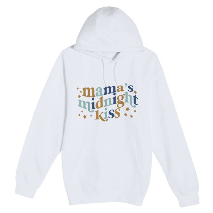 Mamas Midnight Kiss Retro Blue And Gold Premium Pullover Hoodie