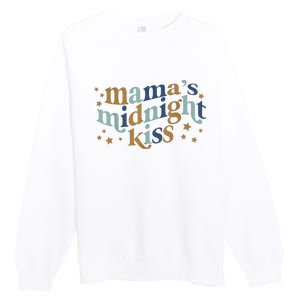 Mamas Midnight Kiss Retro Blue And Gold Premium Crewneck Sweatshirt