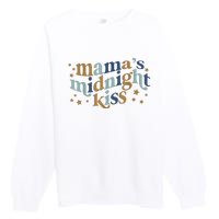 Mamas Midnight Kiss Retro Blue And Gold Premium Crewneck Sweatshirt