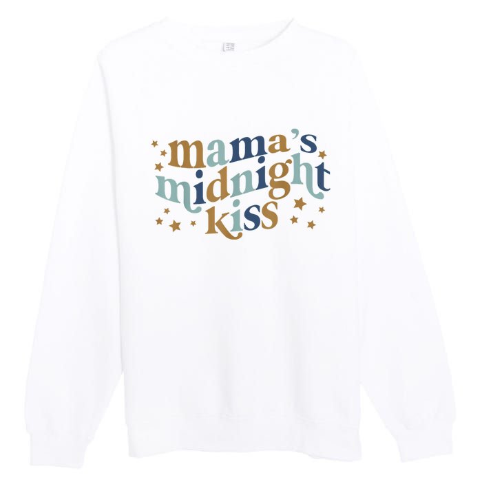 Mamas Midnight Kiss Retro Blue And Gold Premium Crewneck Sweatshirt