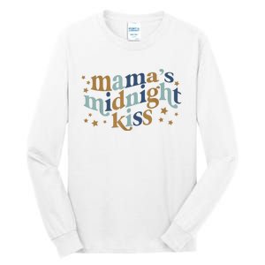 Mamas Midnight Kiss Retro Blue And Gold Tall Long Sleeve T-Shirt