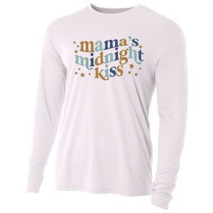 Mamas Midnight Kiss Retro Blue And Gold Cooling Performance Long Sleeve Crew