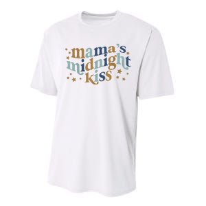 Mamas Midnight Kiss Retro Blue And Gold Performance Sprint T-Shirt