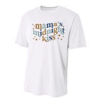 Mamas Midnight Kiss Retro Blue And Gold Performance Sprint T-Shirt