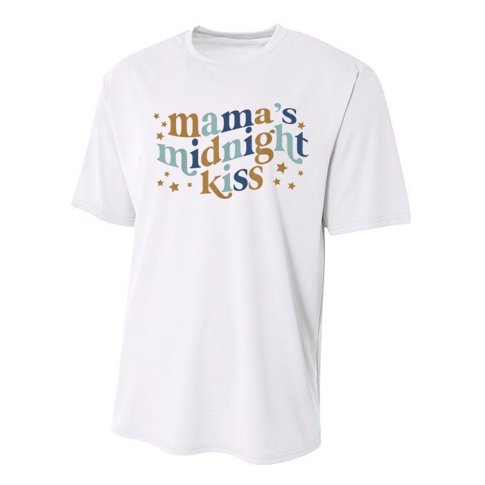 Mamas Midnight Kiss Retro Blue And Gold Performance Sprint T-Shirt