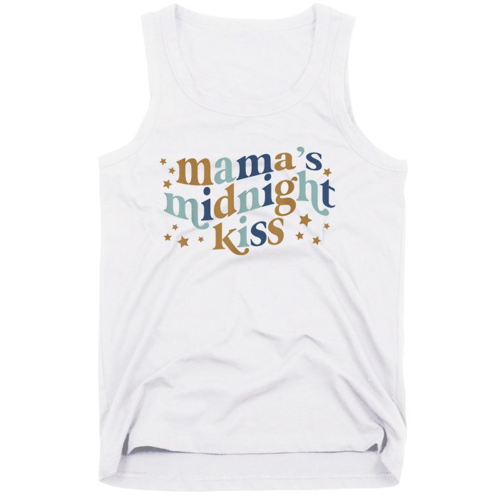 Mamas Midnight Kiss Retro Blue And Gold Tank Top