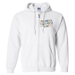 Mamas Midnight Kiss Retro Blue And Gold Full Zip Hoodie