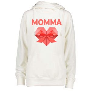 Momma Mom Love Mommy Heart Thank You Mother's Day Gift Womens Funnel Neck Pullover Hood