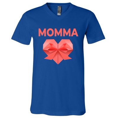 Momma Mom Love Mommy Heart Thank You Mother's Day Gift V-Neck T-Shirt