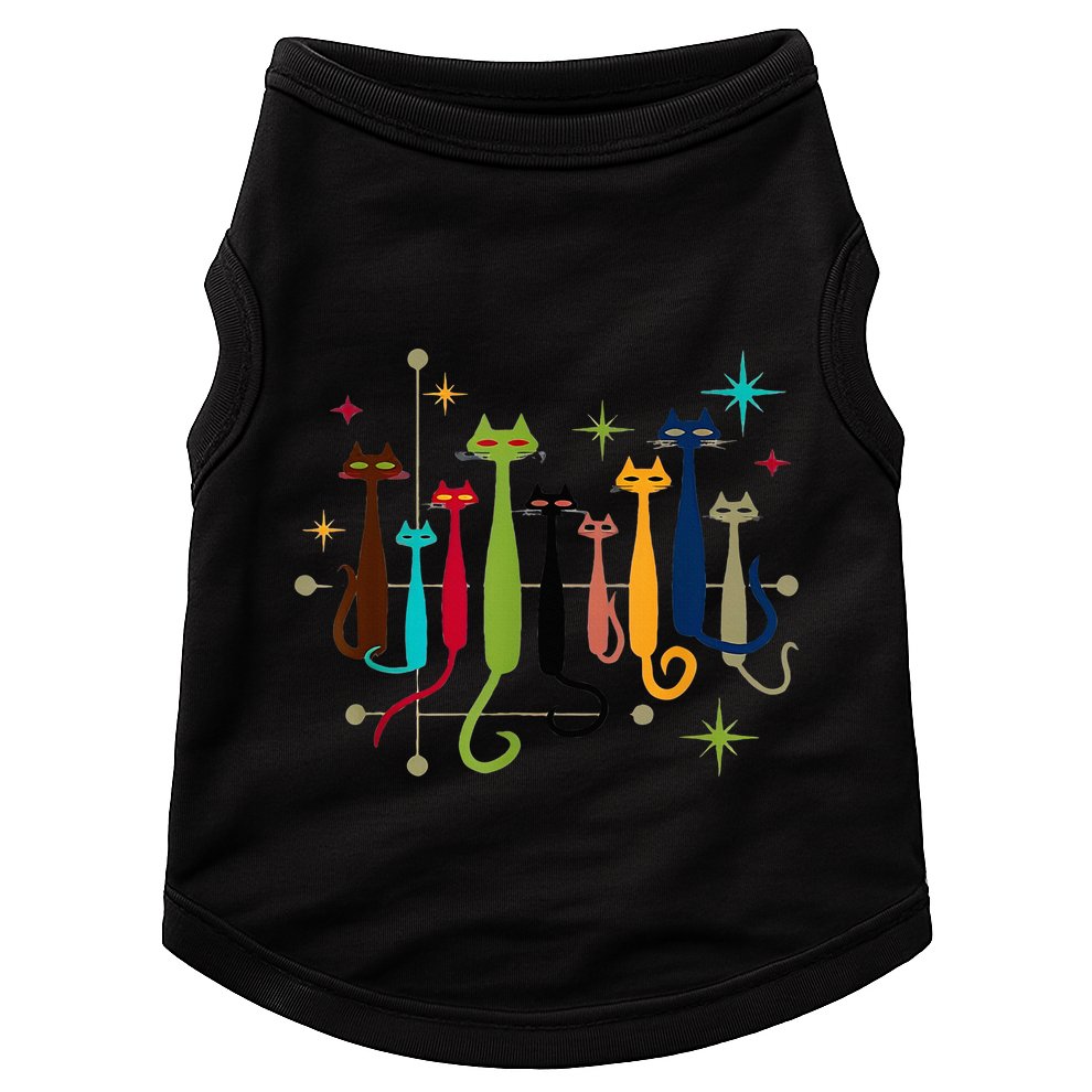 Midcentury Modern Look Cat Funny 50s 60s Retro Vintage Doggie Tank