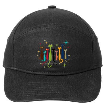 Midcentury Modern Look Cat Funny 50s 60s Retro Vintage 7-Panel Snapback Hat