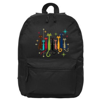 Midcentury Modern Look Cat Funny 50s 60s Retro Vintage 16 in Basic Backpack