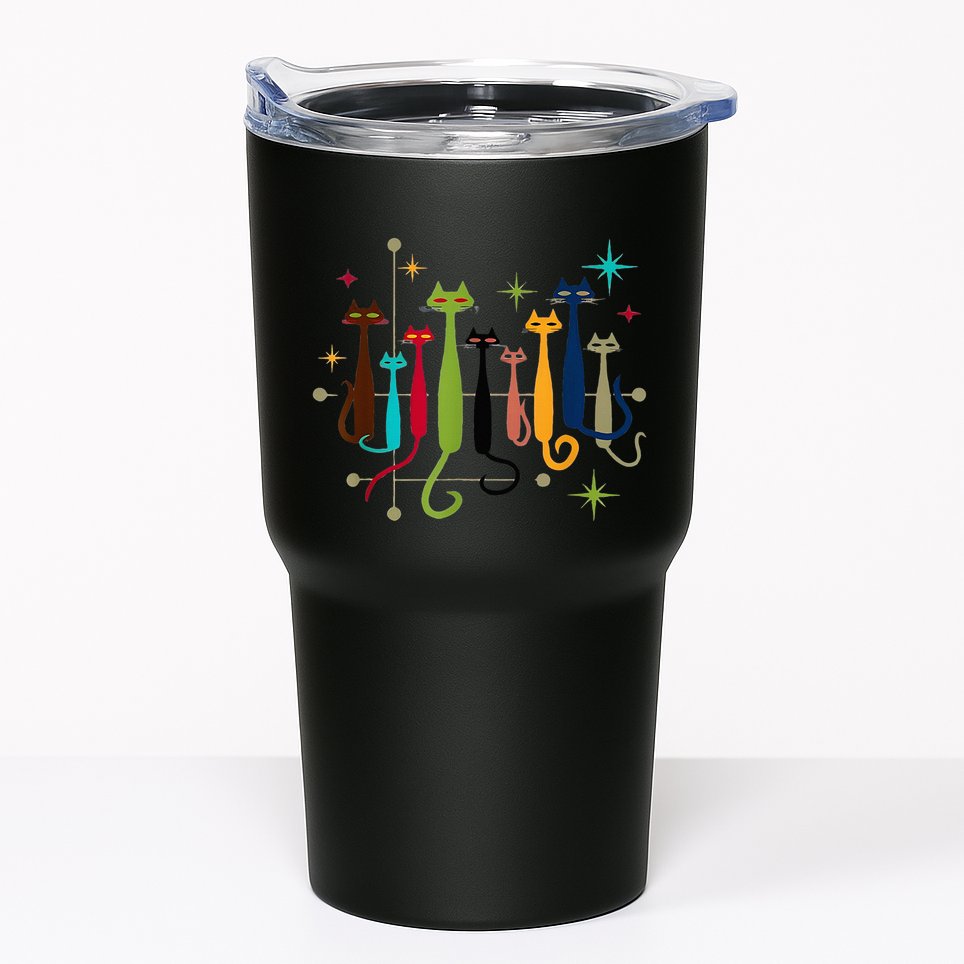 Midcentury Modern Look Cat Funny 50s 60s Retro Vintage Tumbler