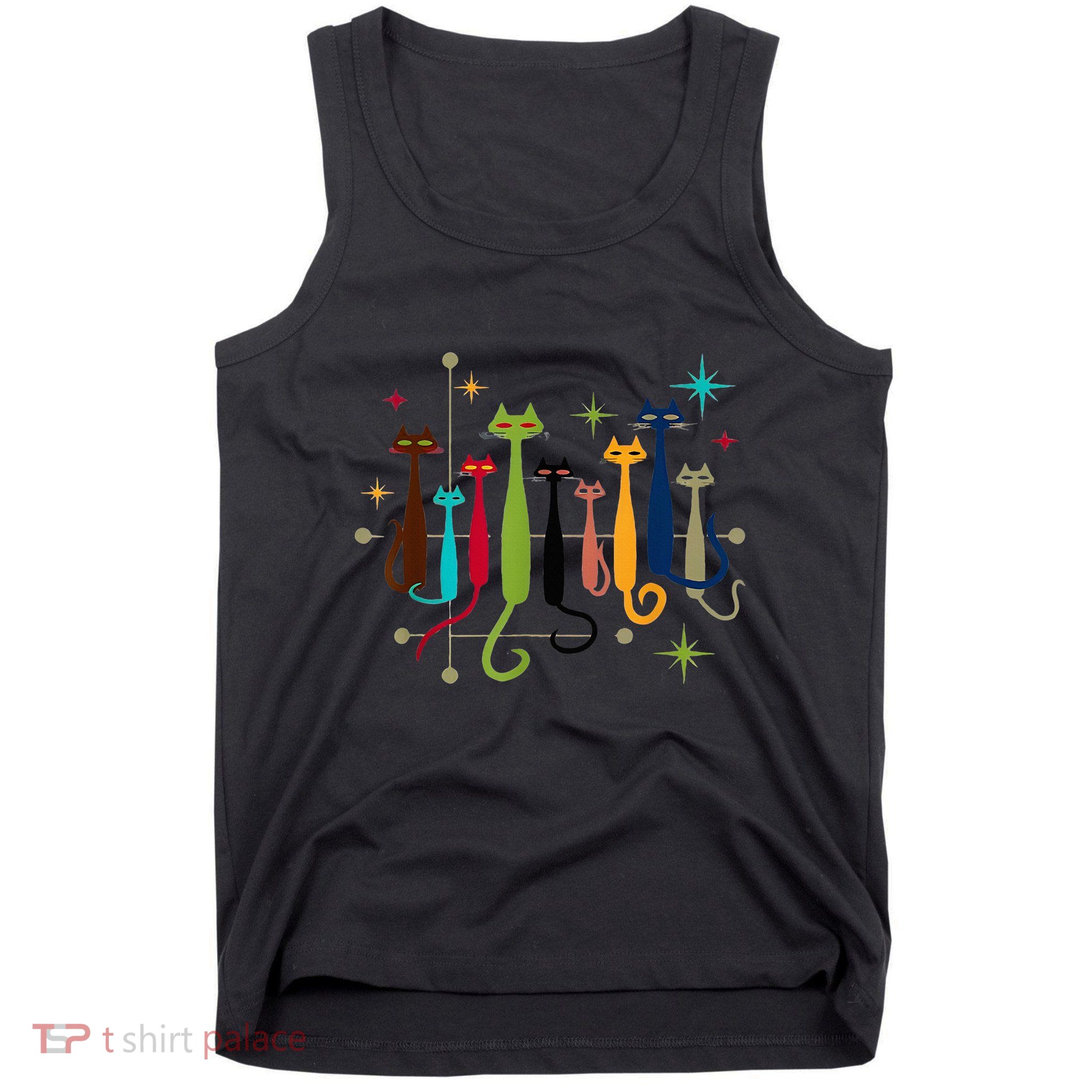 Midcentury Modern Look Cat Funny 50s 60s Retro Vintage Tank Top