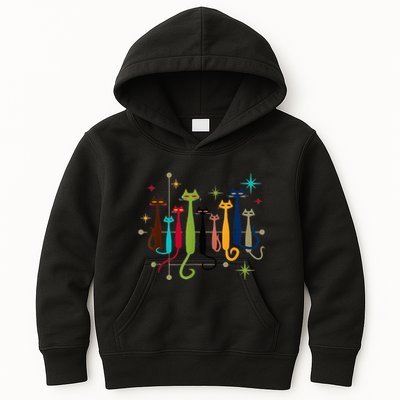 Midcentury Modern Look Cat Funny 50s 60s Retro Vintage Kids Hoodie