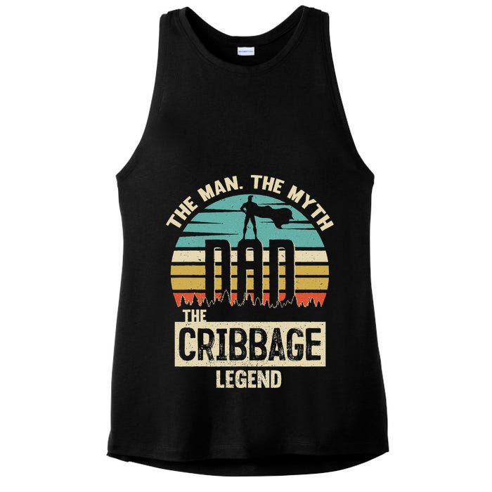 Man Myth Legend Dad Cribbage Ladies PosiCharge Tri-Blend Wicking Tank
