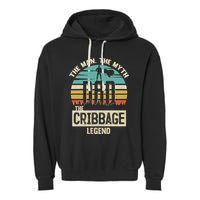 Man Myth Legend Dad Cribbage Garment-Dyed Fleece Hoodie
