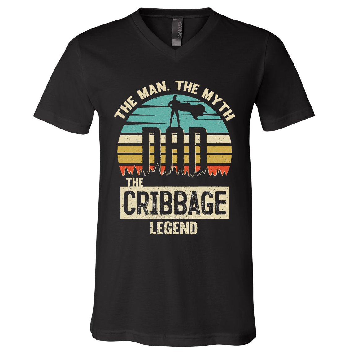 Man Myth Legend Dad Cribbage V-Neck T-Shirt