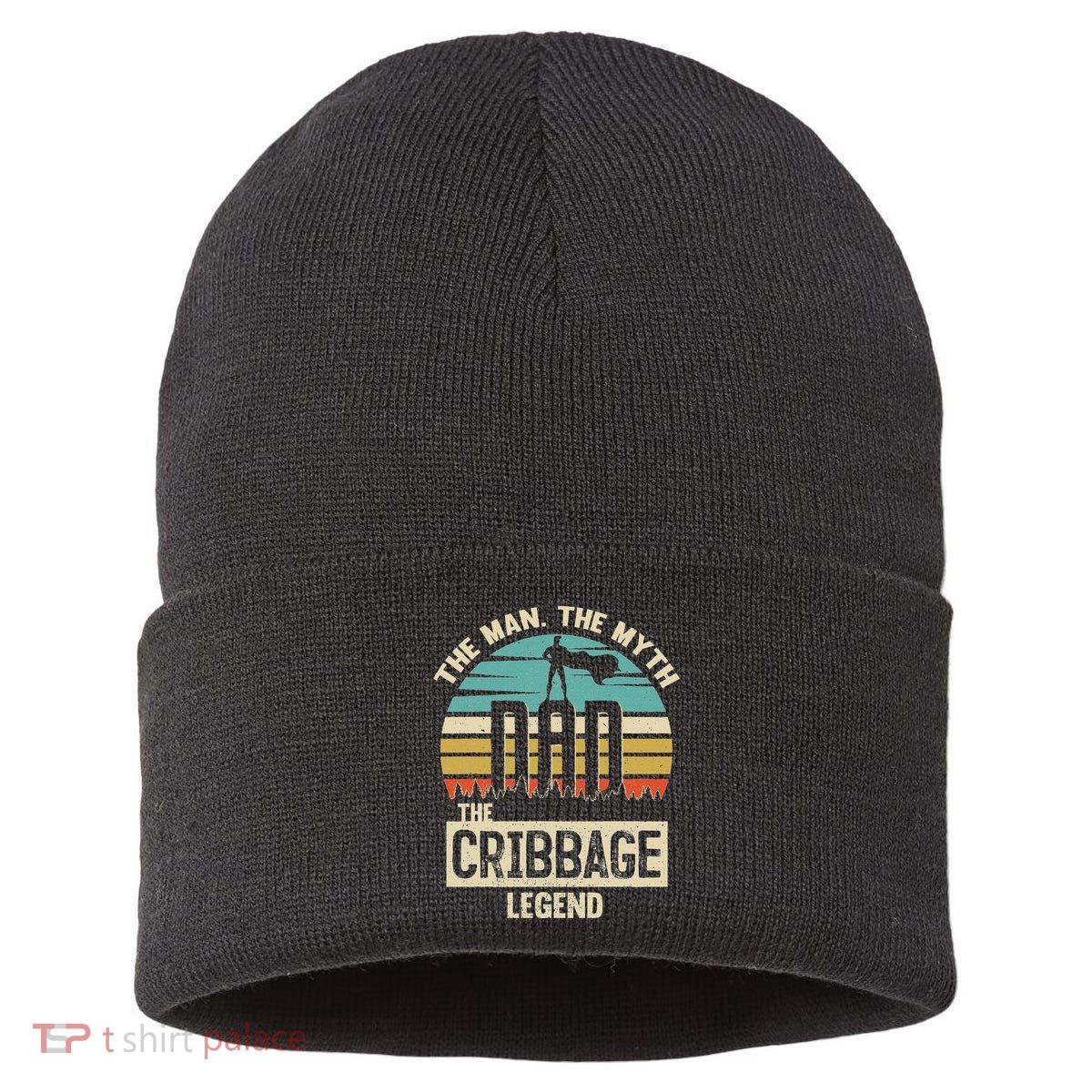 Man Myth Legend Dad Cribbage Sustainable Knit Beanie