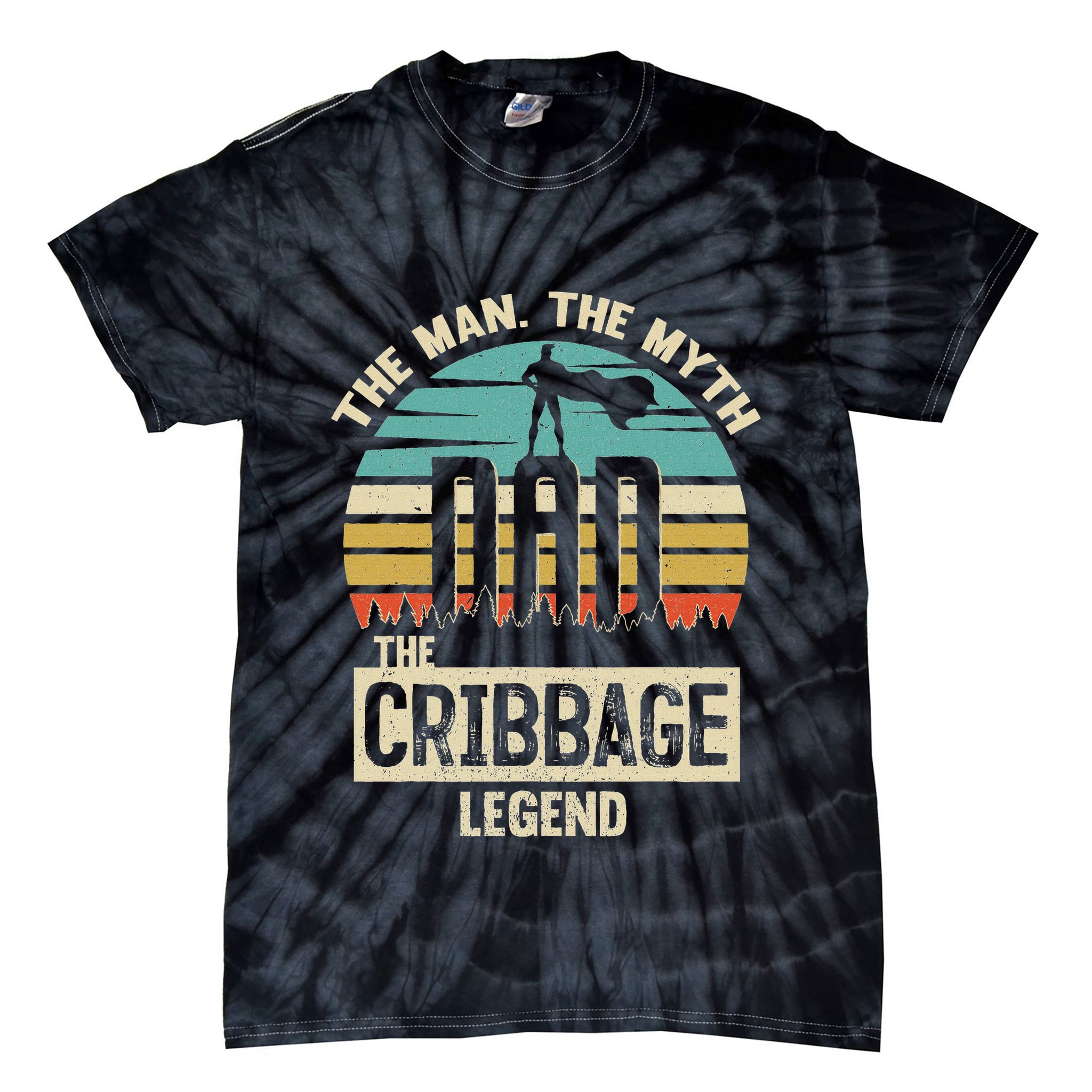 Man Myth Legend Dad Cribbage Tie-Dye T-Shirt