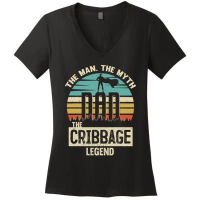 Man Myth Legend Dad Cribbage Women's V-Neck T-Shirt