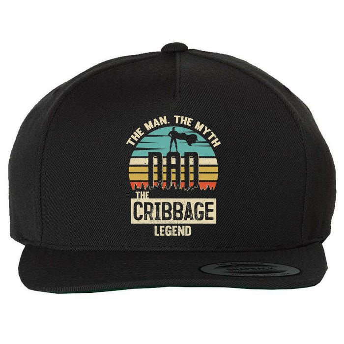 Man Myth Legend Dad Cribbage Wool Snapback Cap