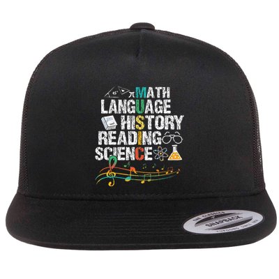 Music Math Language History Reading Science Flat Bill Trucker Hat