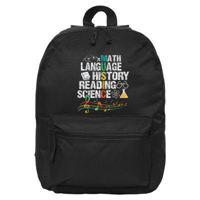 Music Math Language History Reading Science 16 in Basic Backpack